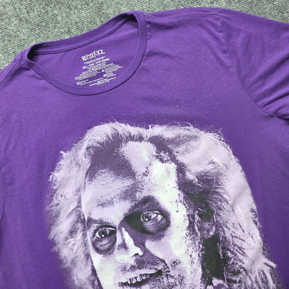 Beetlejuice Graphic Tee Men's Size 3XL Purple Short Sleeve Movie Promo T-Shirt